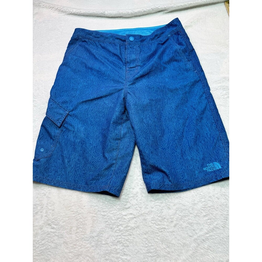 Bright Blue Print NORTH FACE SWIM TRUNKS BOARD SHORTS‎ YOUTH BOYS XL 18/